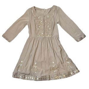 Free People Tan Embroidered and Sequins Dress